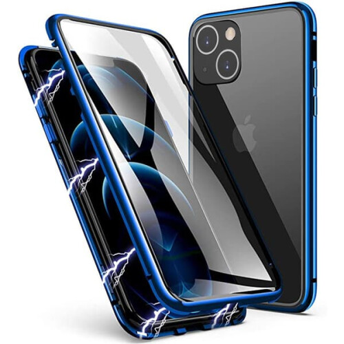 Compatível com iPhone 14 - Capa protetora magnética dupla face verde 1
