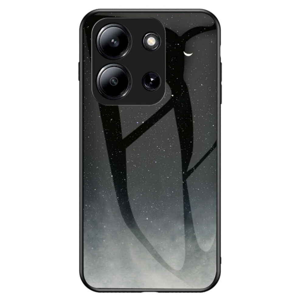 (Starry Crescent Moon) For Xiaomi Redmi 15C 4G (Global) (171Mm) / Poco C85 4G (171Mm) Case Starry Sky Pattern Tempered Glass Phone Cover 6914297141732