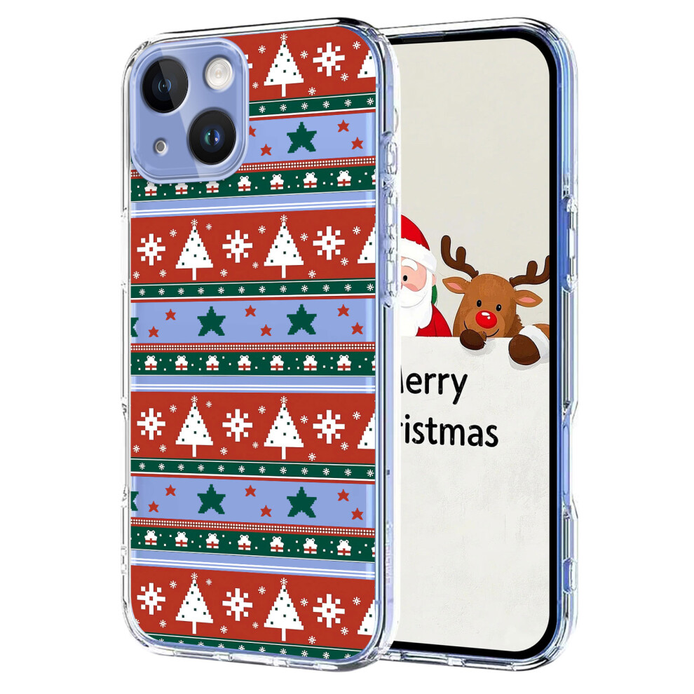 (Christmas Ribbons) For Iphone 13 6.1 Inch / Iphone 14 Case Christmas Themed Pattern Printing Tpu Phone Back Cover 6914298058923