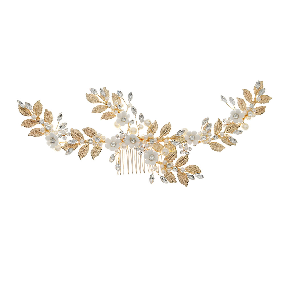 Bridal hair comb with crystal and pearl accents