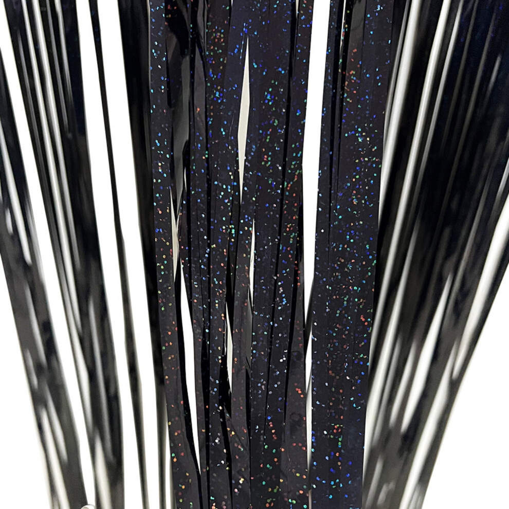 Metallic Tinsel Foil Fringe Curtain Backdrop 3 Pack Black 975221938879