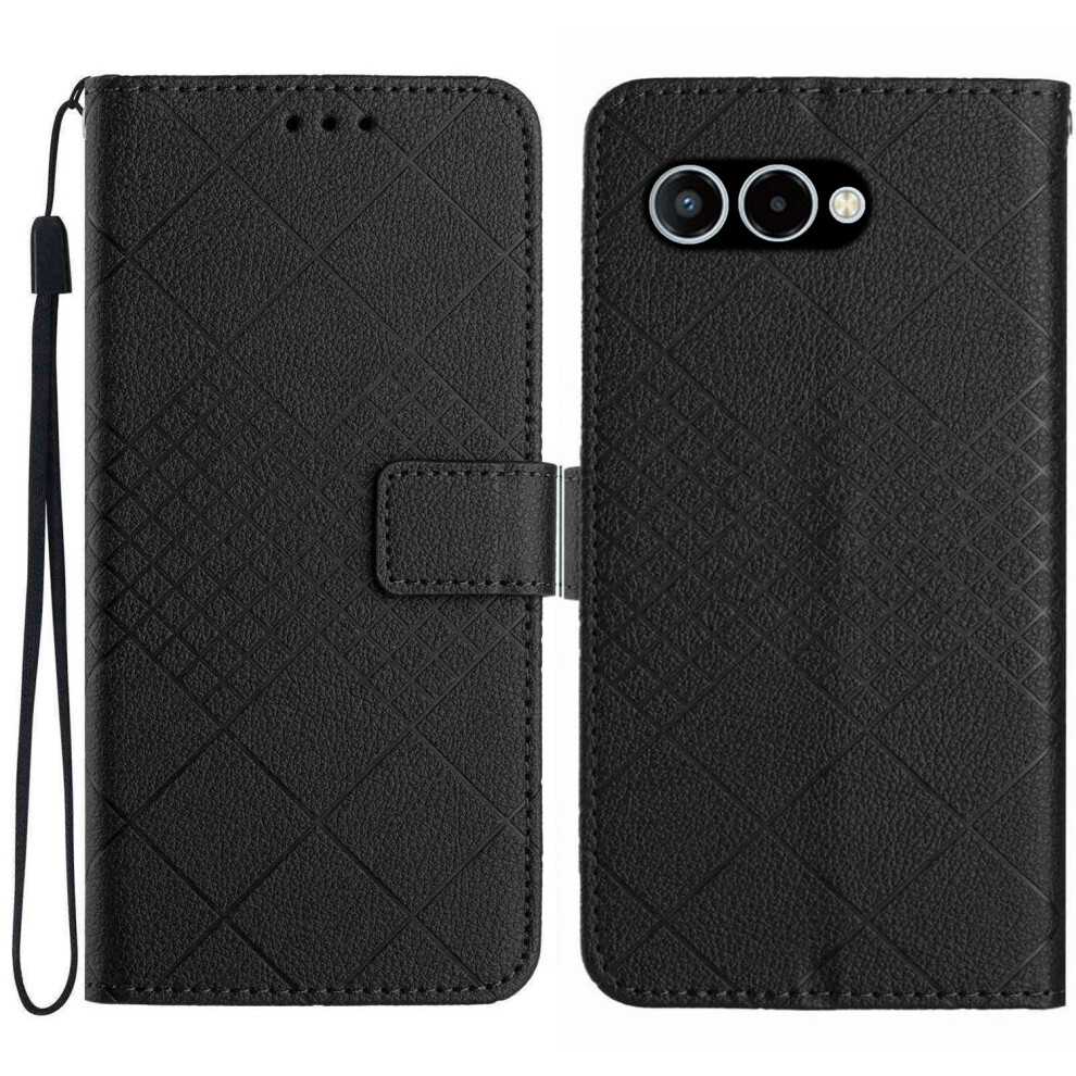 (Black) For T-Mobile T Phone 3 / T-Mobile Revvl 8 Case Wallet Imprint Pu Leather Flip Folio Phone Cover Black 6914299957928