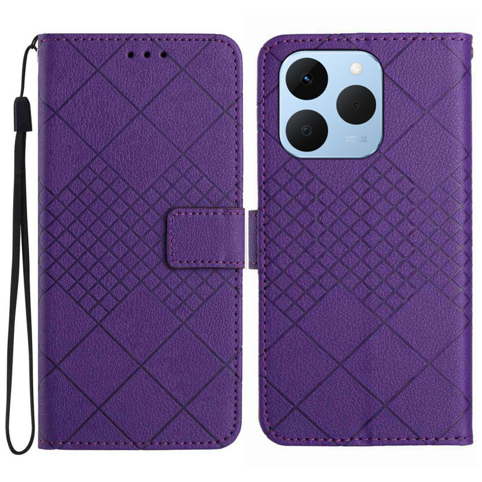 (Dark ) For Realme 15T 5G Case Wallet Imprint Pu Leather Flip Folio Phone Cover Purple 6914298998151