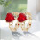 Women's Gold-Plated Zircon Heart Rings Adjustable Open 6