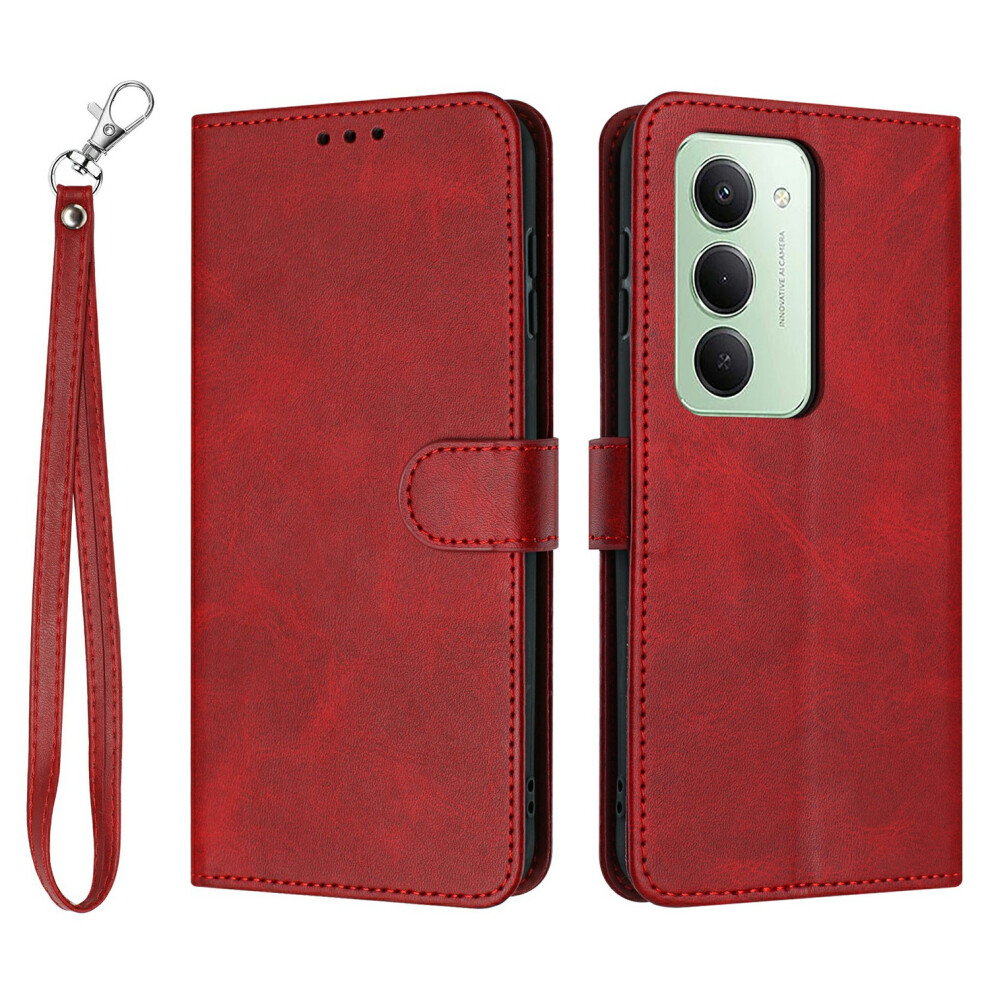 (Red) For Xiaomi Mi 15 4G (Eu) (171Mm) / 15 5G (Eu) (171Mm) Case Flip Stand Calf Texture Pu Leather Wallet Phone Cover With Strap Red 6914296613520