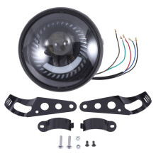 Motorcycle Cafe Racer Bobber 6.5 Inch Led Headlight Spiral White Side Mount Bracket