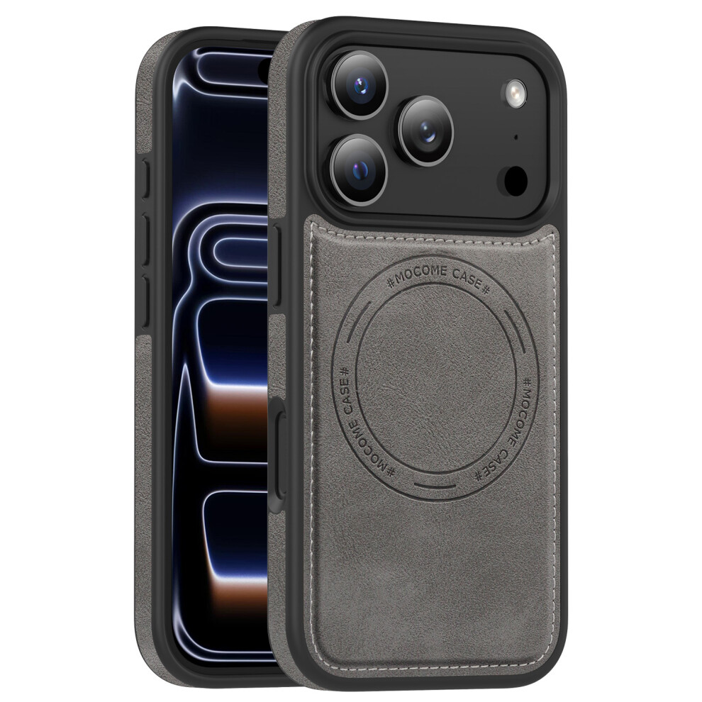 (Titanium ) For Iphone 17 Pro Case Compatible With Magsafe Leather Back Phone Cover Grey 6914294778566