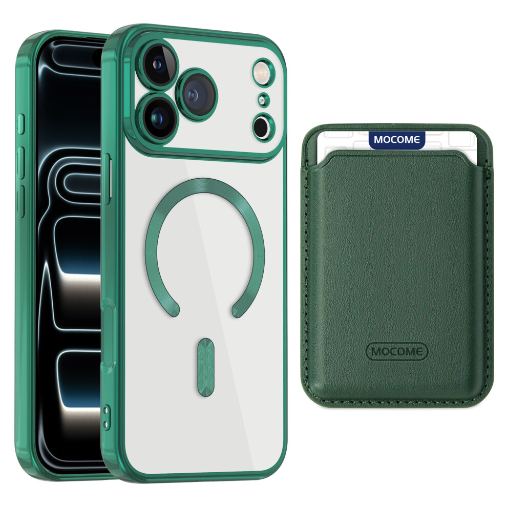 (Blackish ) For Iphone 17 Pro Max Case Compatible With Magsafe Tpu + Pc Mobile Cover With Card Bag Green 6914295866460