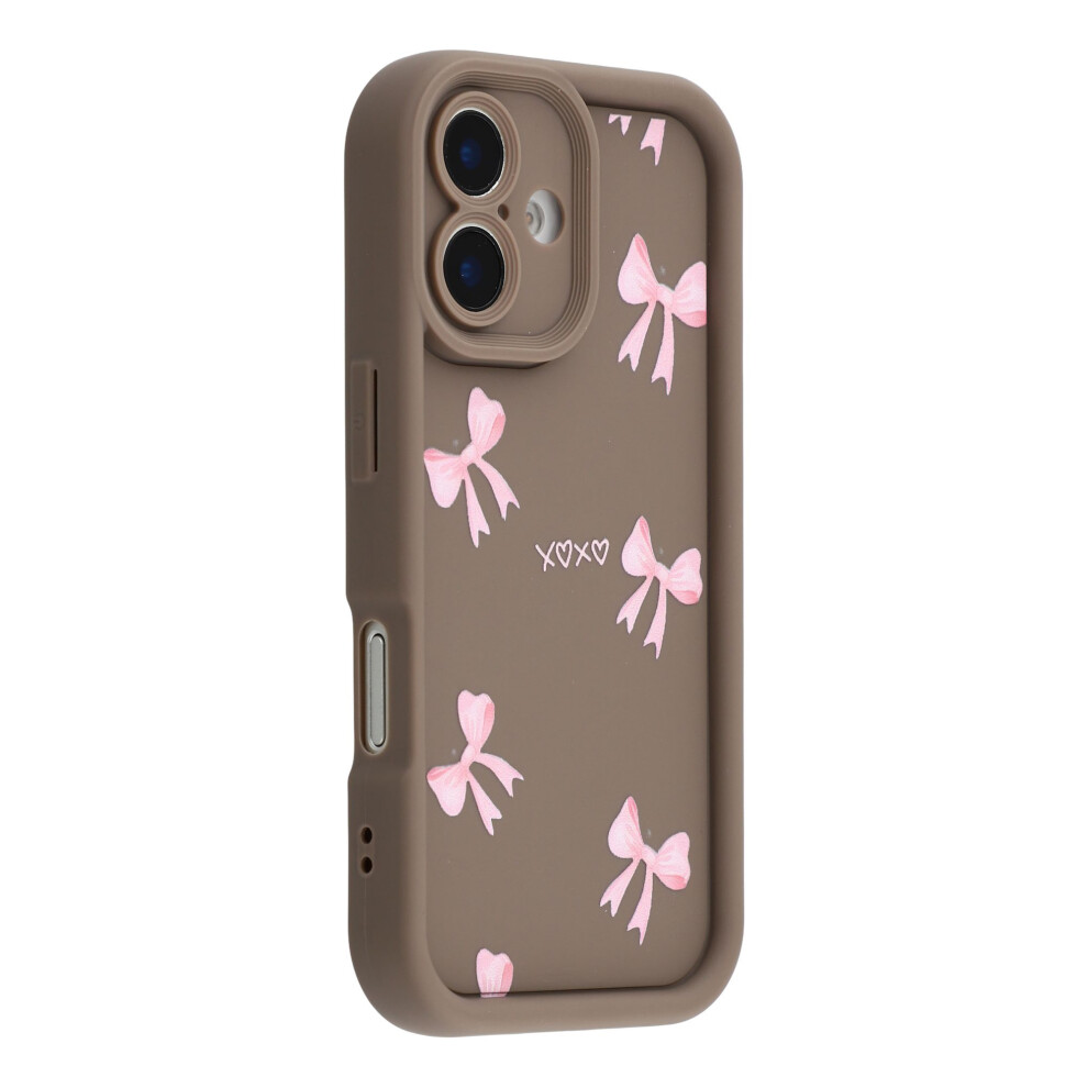 (Bow / ) For Iphone 16 Case Aesthetic Pattern Print Tpu Shockproof Phone Cover Brown 6914298624739