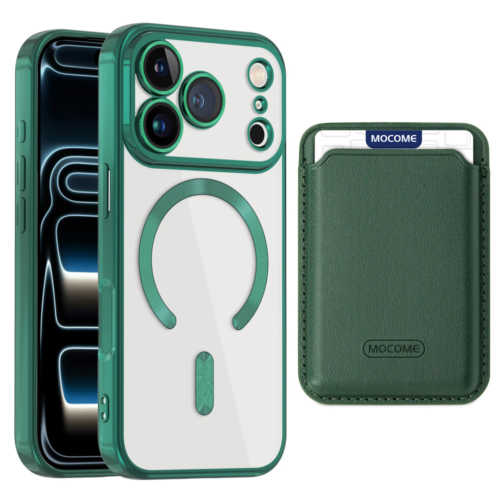 (Blackish ) For Iphone 17 Pro Case Compatible With Magsafe Tpu + Pc Mobile Cover With Card Bag Green 6914299062806