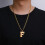 Baseball Initial Pendant Necklace Stainless Steel Gold 4