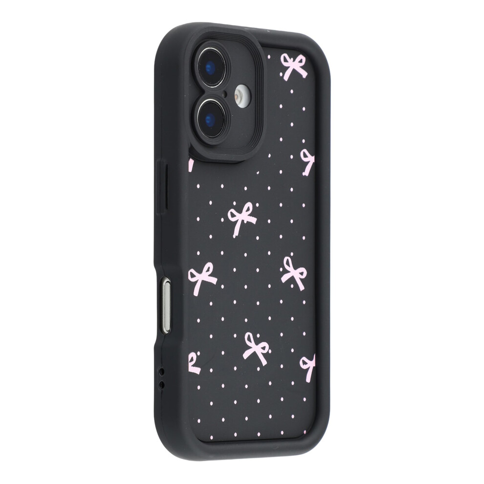 (Polka Dot Bow / ) For Iphone 16 Case Aesthetic Pattern Print Tpu Shockproof Phone Cover Black 6914291756048