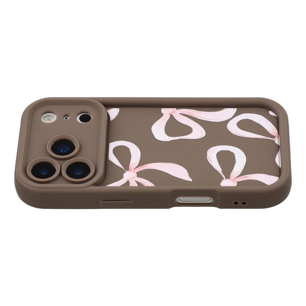 (Big Bow / ) For Iphone 17 Pro Case Aesthetic Pattern Print Tpu Shockproof Phone Cover Brown 6914297515649