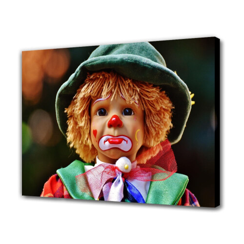 Affiche sur toile « Marionnette triste de clown » 20 x 30 cm