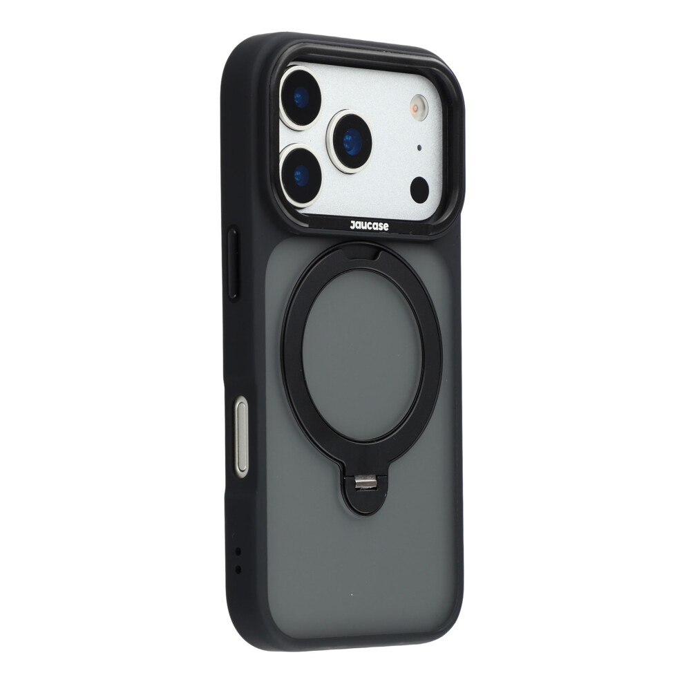 (Transparent ) Jaucase For Iphone 17 Pro Case Rotating Kickstand Skin-Touch Matte Pc + Tpu Phone Cover Black 6914297873596