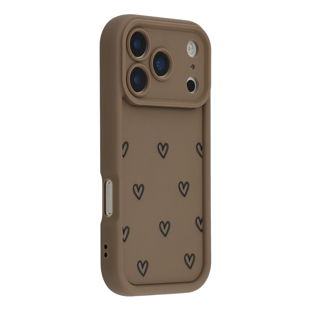 (Brown) For Iphone 17 Pro Max Phone Case Heart Pattern Tpu Shockproof Protective Cover Brown 6914299545026