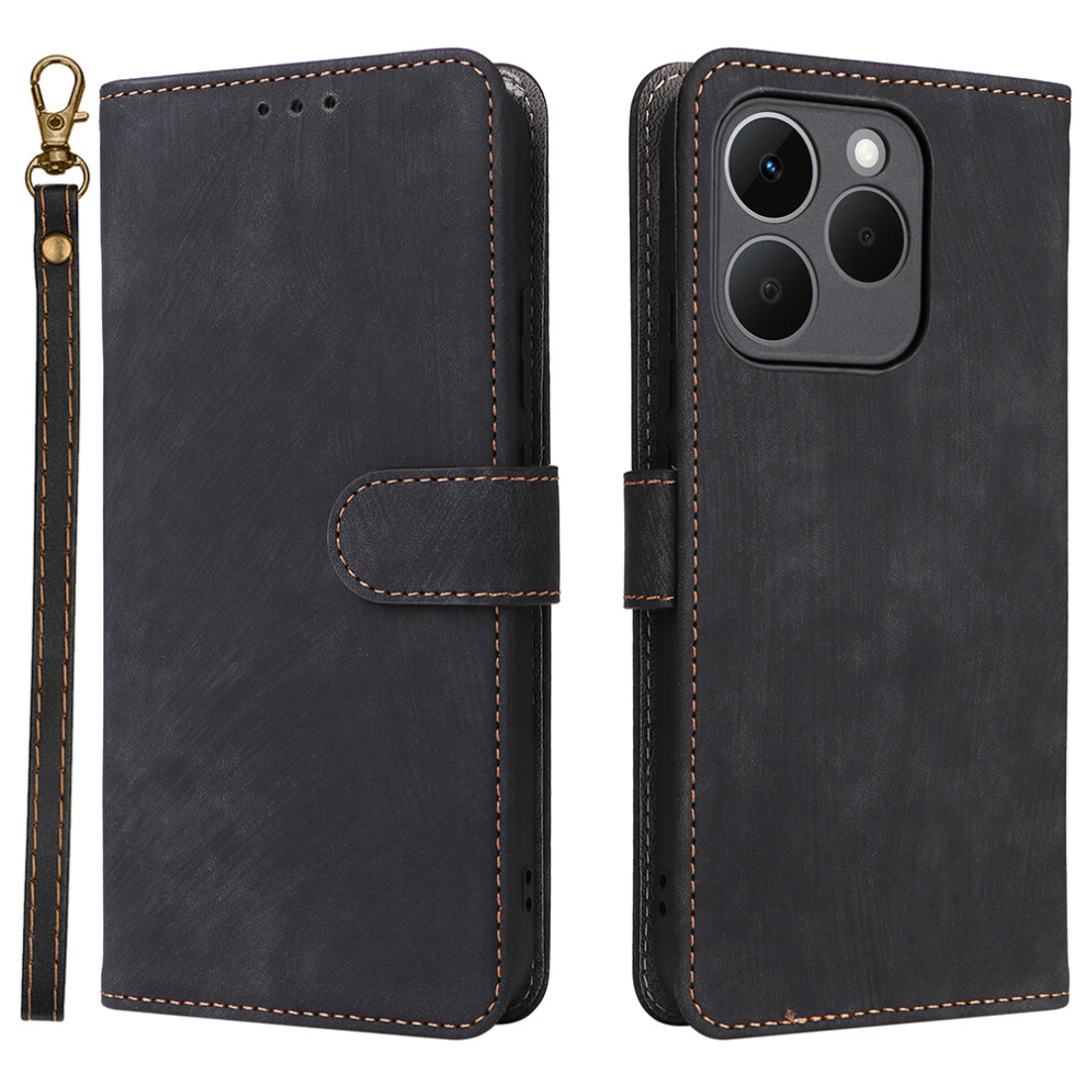 (Black) For Realme 15T 5G Case Wallet Rfid Blocking Pu Leather Phone Cover Stand With Strap Black 6914297584850