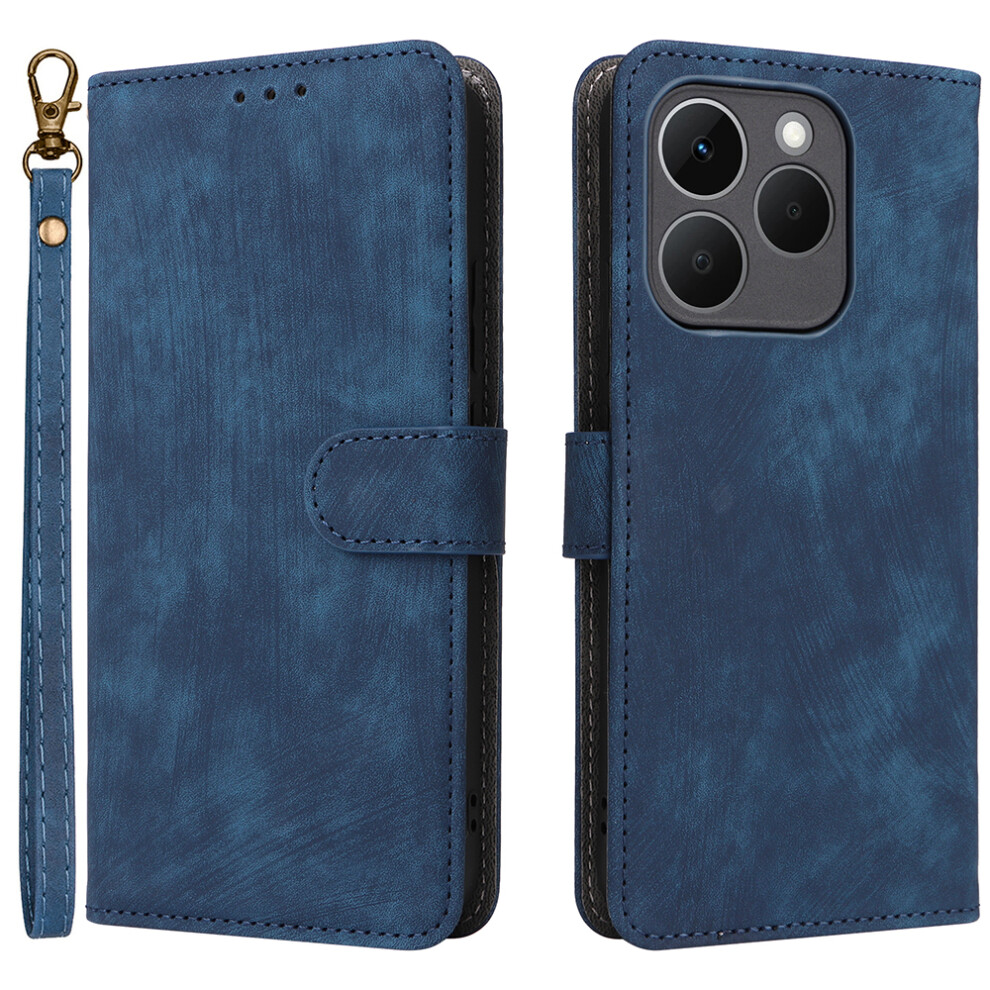(Blue) For Realme 15T 5G Case Wallet Rfid Blocking Pu Leather Phone Cover Stand With Strap Blue 6914294377882