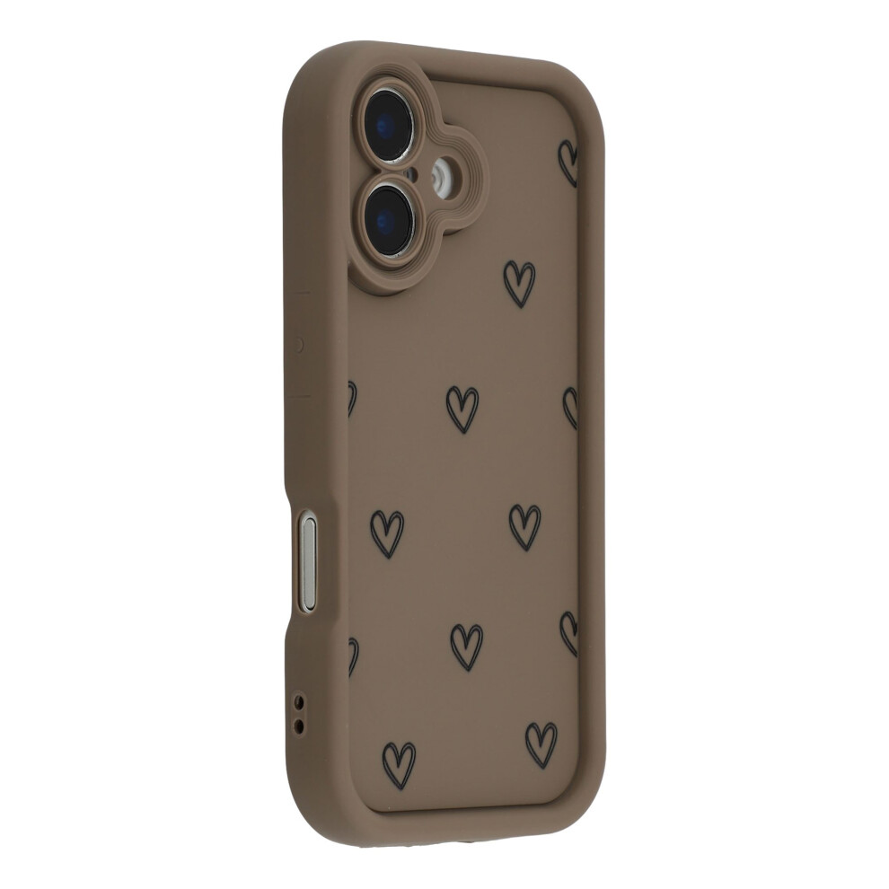 (Brown) For Iphone 17 Phone Case Heart Pattern Tpu Shockproof Protective Cover Brown 6914299584445