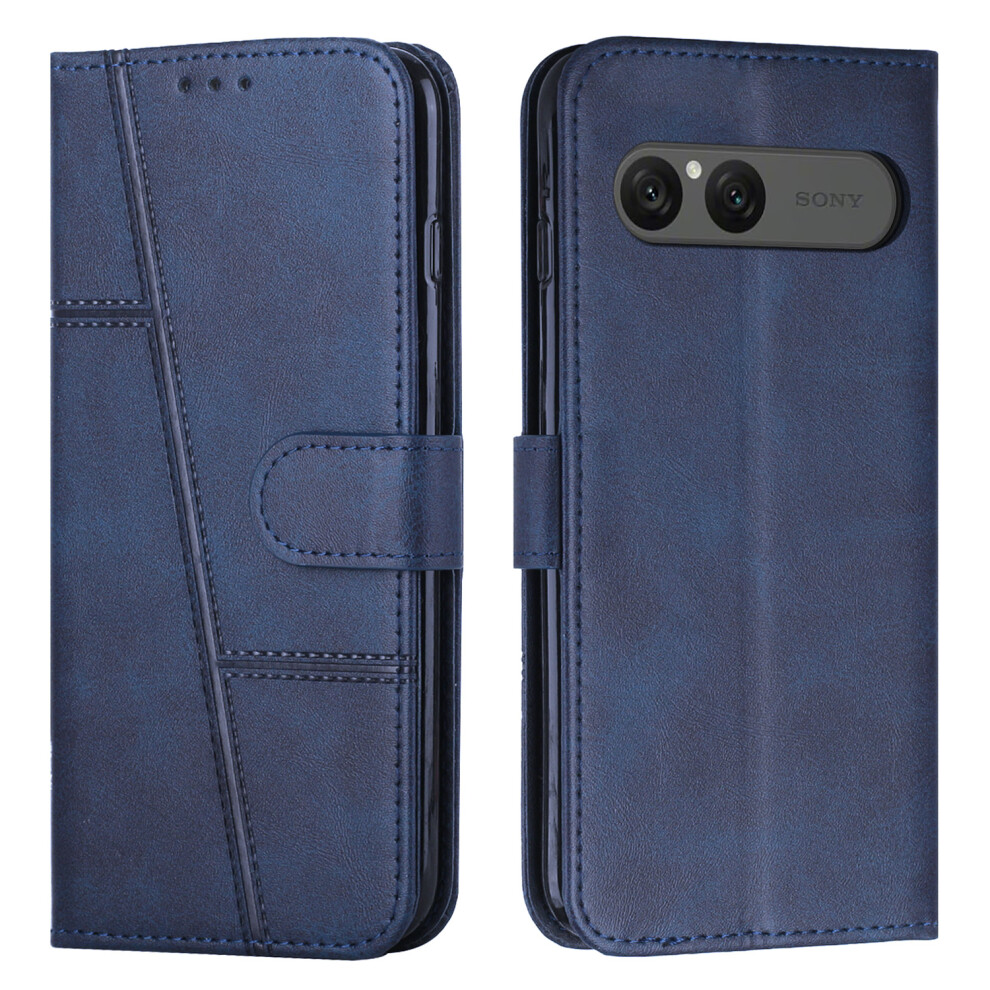 (Blue) For Sony Xperia 10 Vii Leather Phone Case Foldable Stand Wallet Flip Cover With Strap Blue 6914296284256