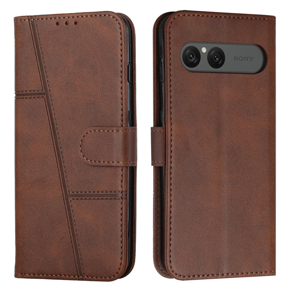 (Brown) For Sony Xperia 10 Vii Leather Phone Case Foldable Stand Wallet Flip Cover With Strap Brown 6914293716248