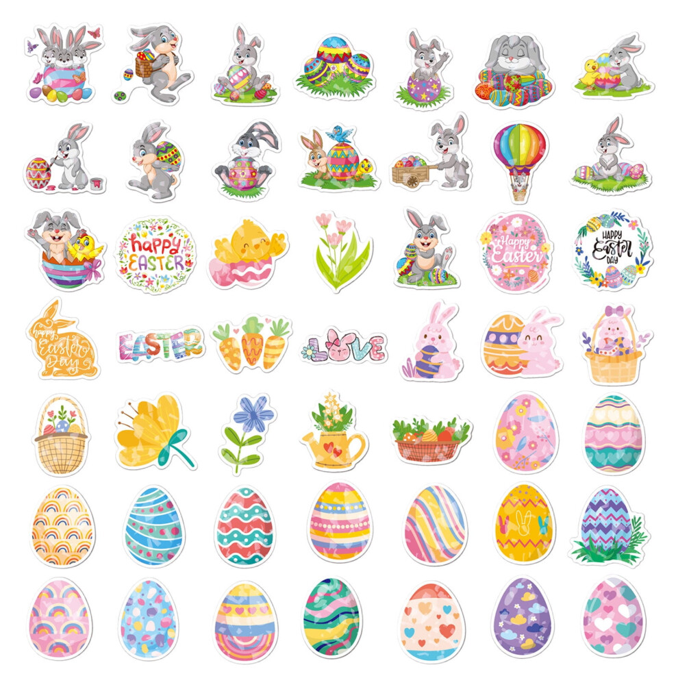 Easter Stickers Waterproof Bunny Egg Design 50 Or 100 Pieces 975221920744