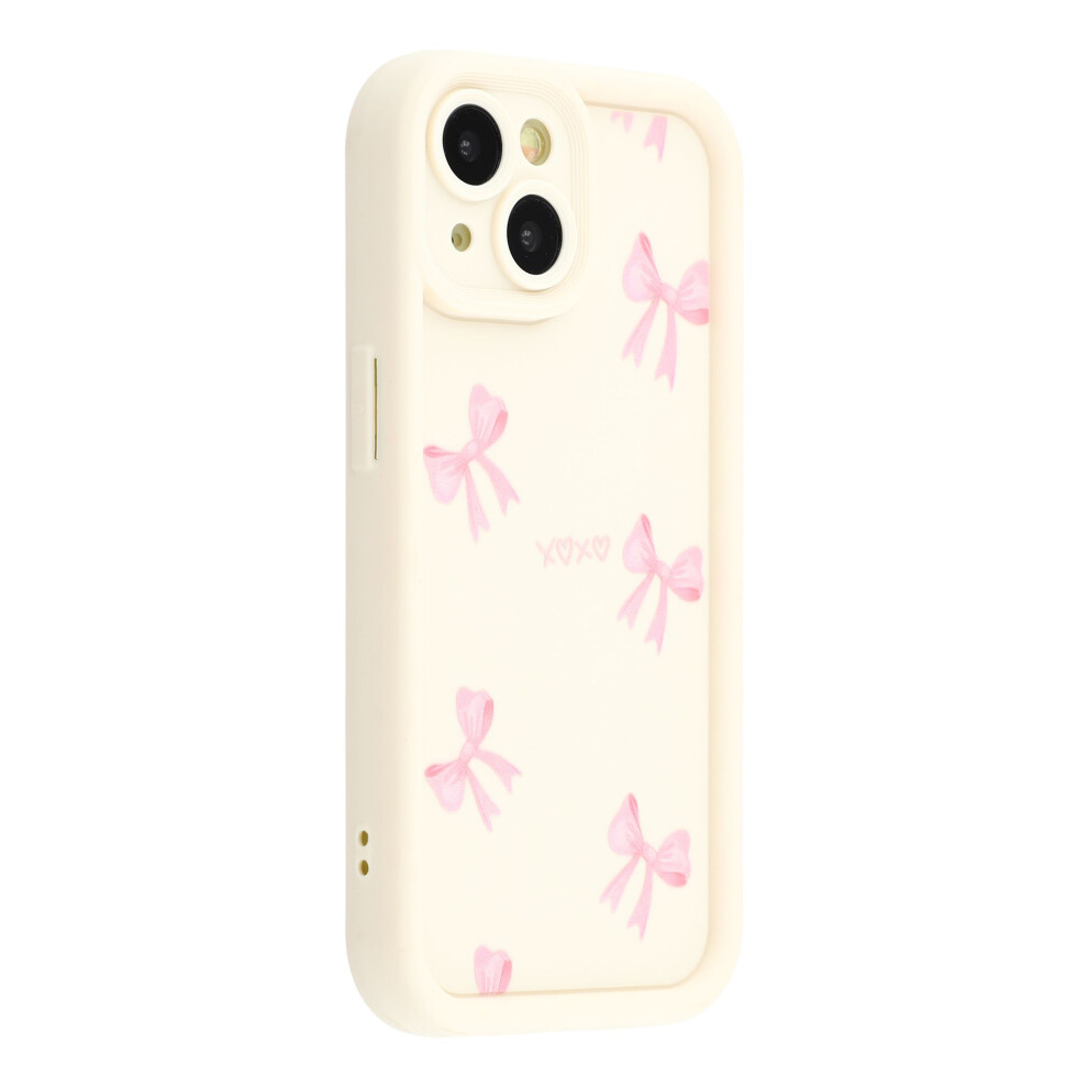 (Bow / ) For Iphone 15 Case Aesthetic Pattern Print Tpu Shockproof Phone Cover White 6914293155436