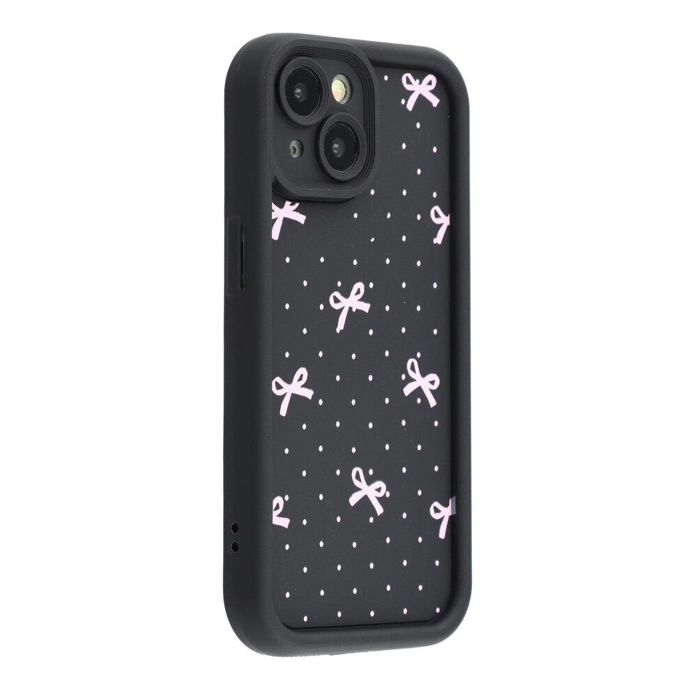 (Polka Dot Bow / ) For Iphone 15 Case Aesthetic Pattern Print Tpu Shockproof Phone Cover Black 6914294173989