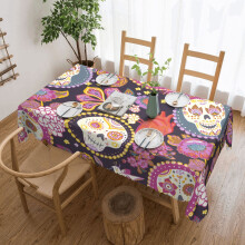 Nappe « Jour des Morts », nappe imperméable et anti-taches pour la table familiale de Thanksgiving/Noël
