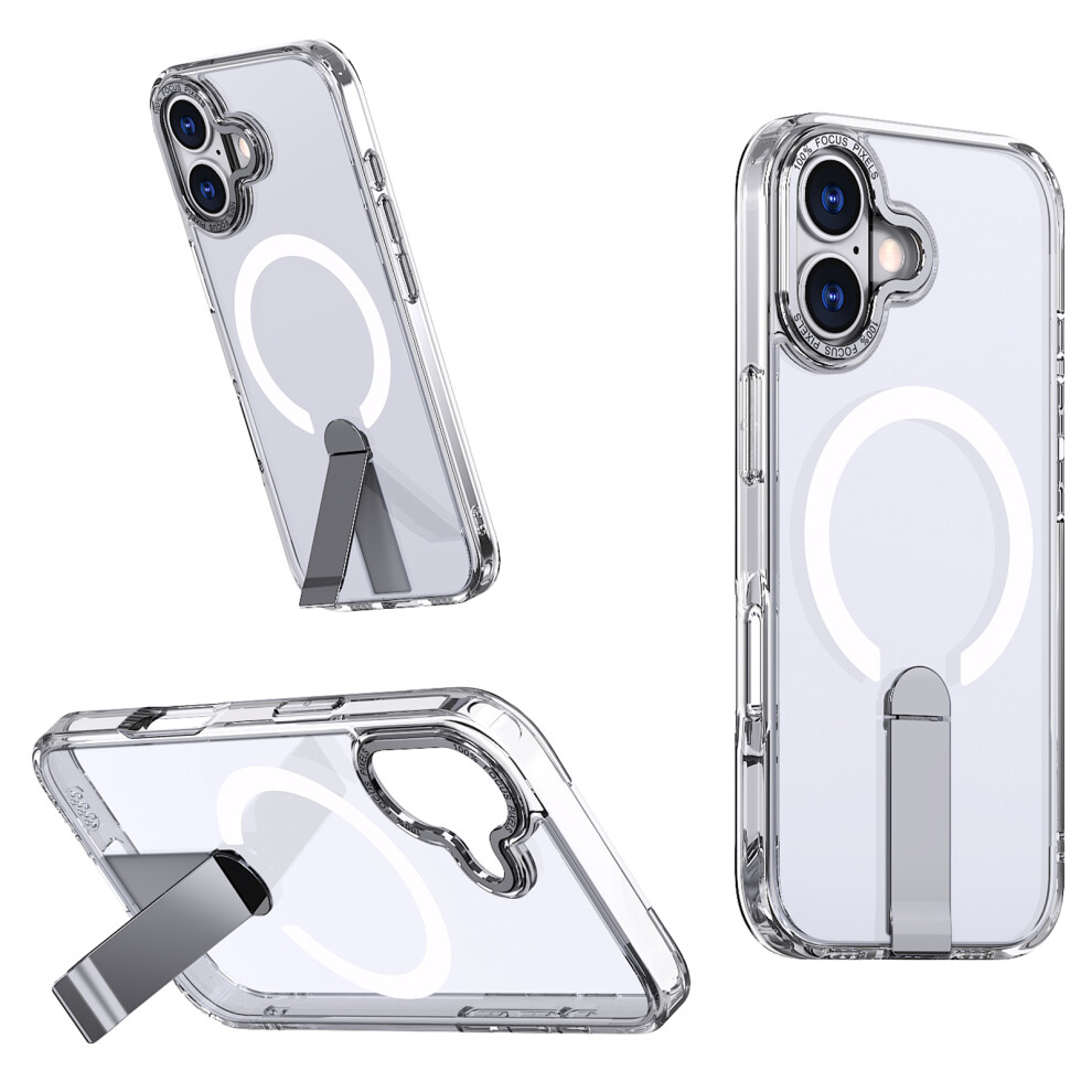 (Transparent) For Iphone 17 Case Compatible With Magsafe Kickstand Tpu + Acrylic Phone Cover 6914298086339