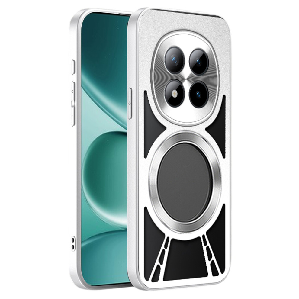 (Silver) For Xiaomi Poco M8 5G / Redmi Note 15 5G (Global) / 15 4G (Global) Magnetic Case Hollow Heat Dissipation Silicone + Pc + Metal Bum Silver 6914291256241