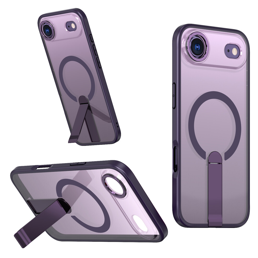 (Dark ) For Iphone Air Case Compatible With Magsafe Kickstand Tpu + Acrylic Phone Cover Purple 6914296044911