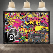 Bannière en tissu pour fond photo rétro hip-hop 213 x 152 cm