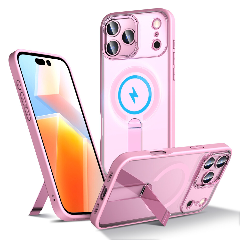 (Pink) For Iphone 17 Pro Max Case Compatible With Magsafe Kickstand Tpu + Acrylic Phone Cover Pink 6914291405144