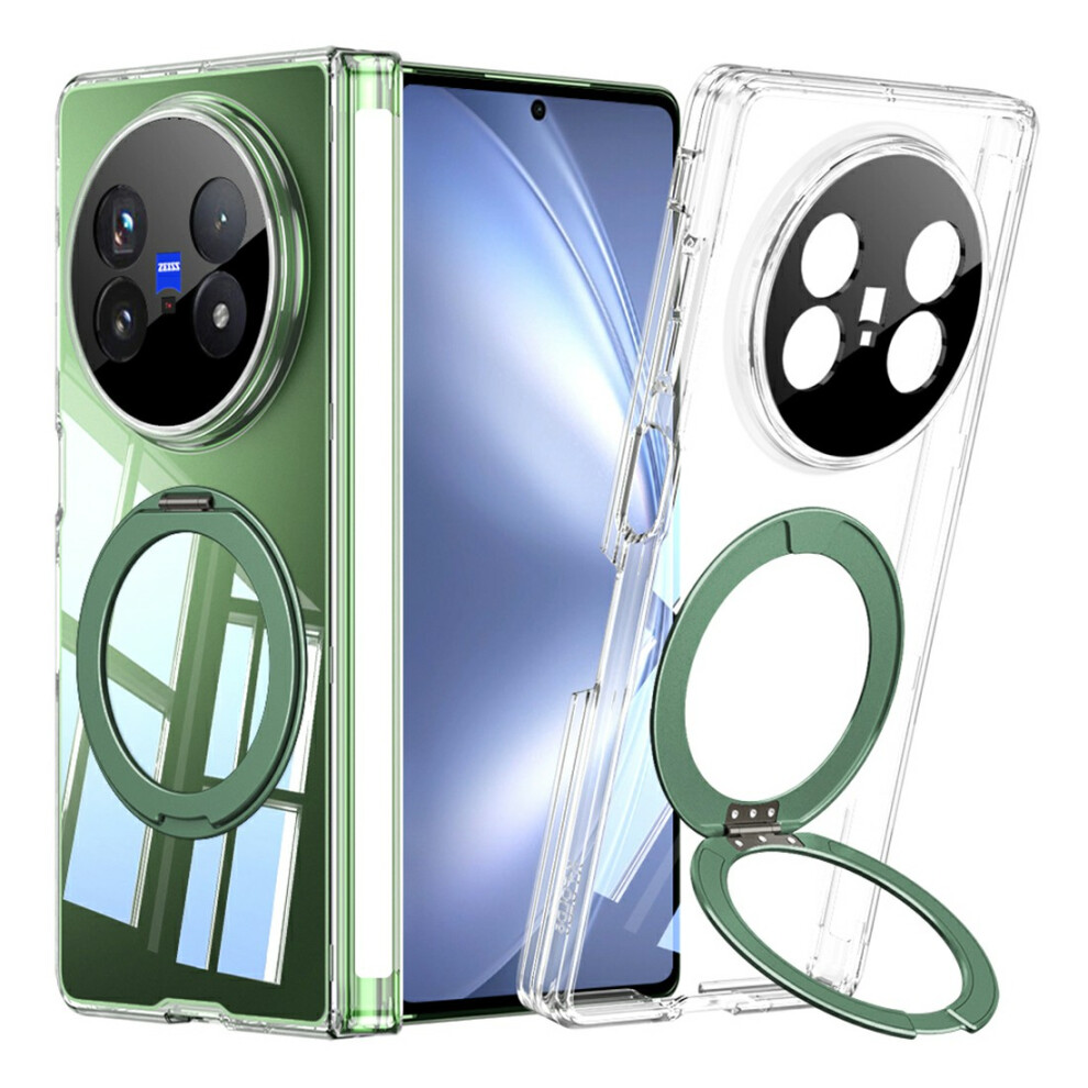 (Transparent ) Gkk For Vivo X Fold5 5G Magnetic Case Rotating Kickstand Hinge Protection Clear Tpu Phone Cover Green 6914294476042