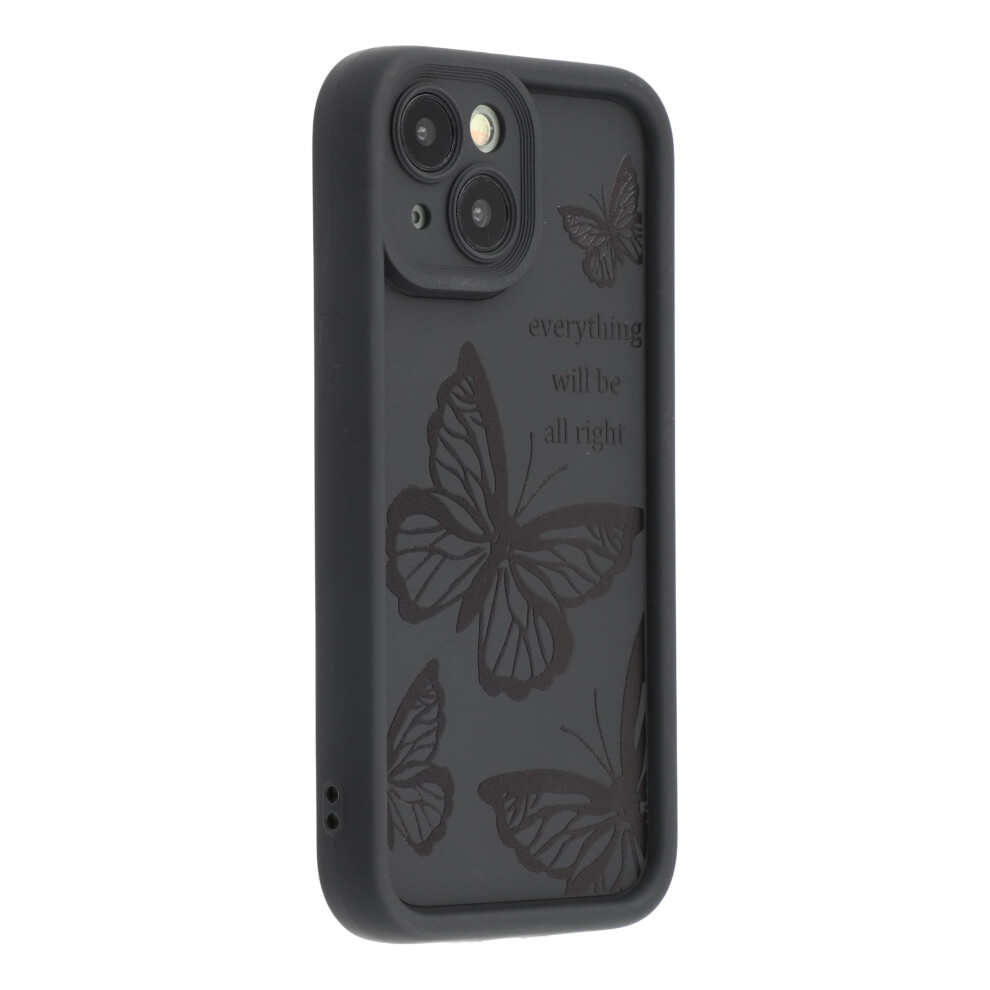 (Black) For Iphone 14 Case Butterfly Print Tpu Shockproof Phone Back Cover Black 6914296139914