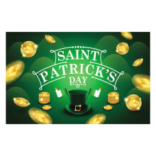 Bandera de tela con fondo del Día de San Patricio con temática de tréboles irlandeses