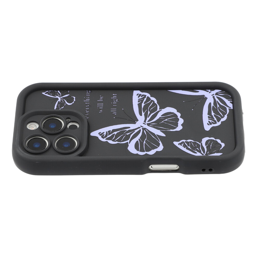 (Purple) For Iphone 16 Pro Case Butterfly Print Tpu Shockproof Phone Back Cover Purple 6914290530762