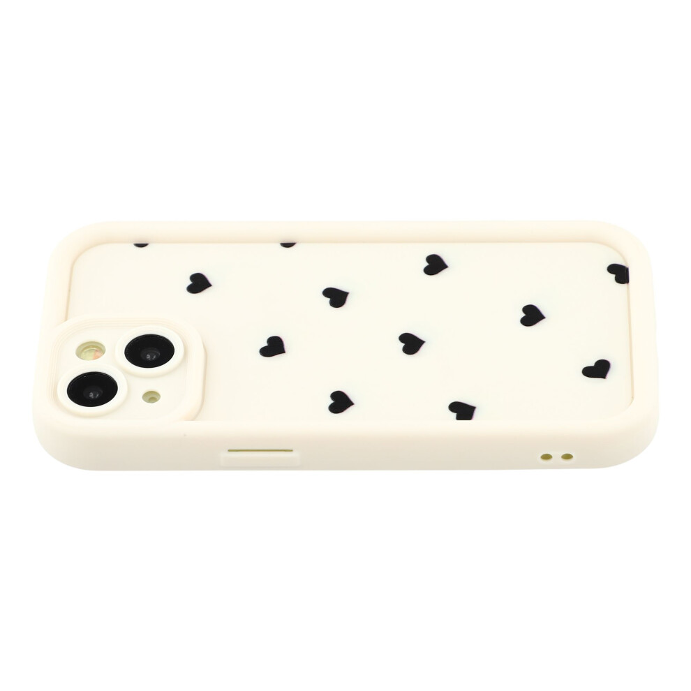 (White) For Iphone 15 Case Heart Pattern Tpu Phone Cover With Stepped Edge White 6914297385099