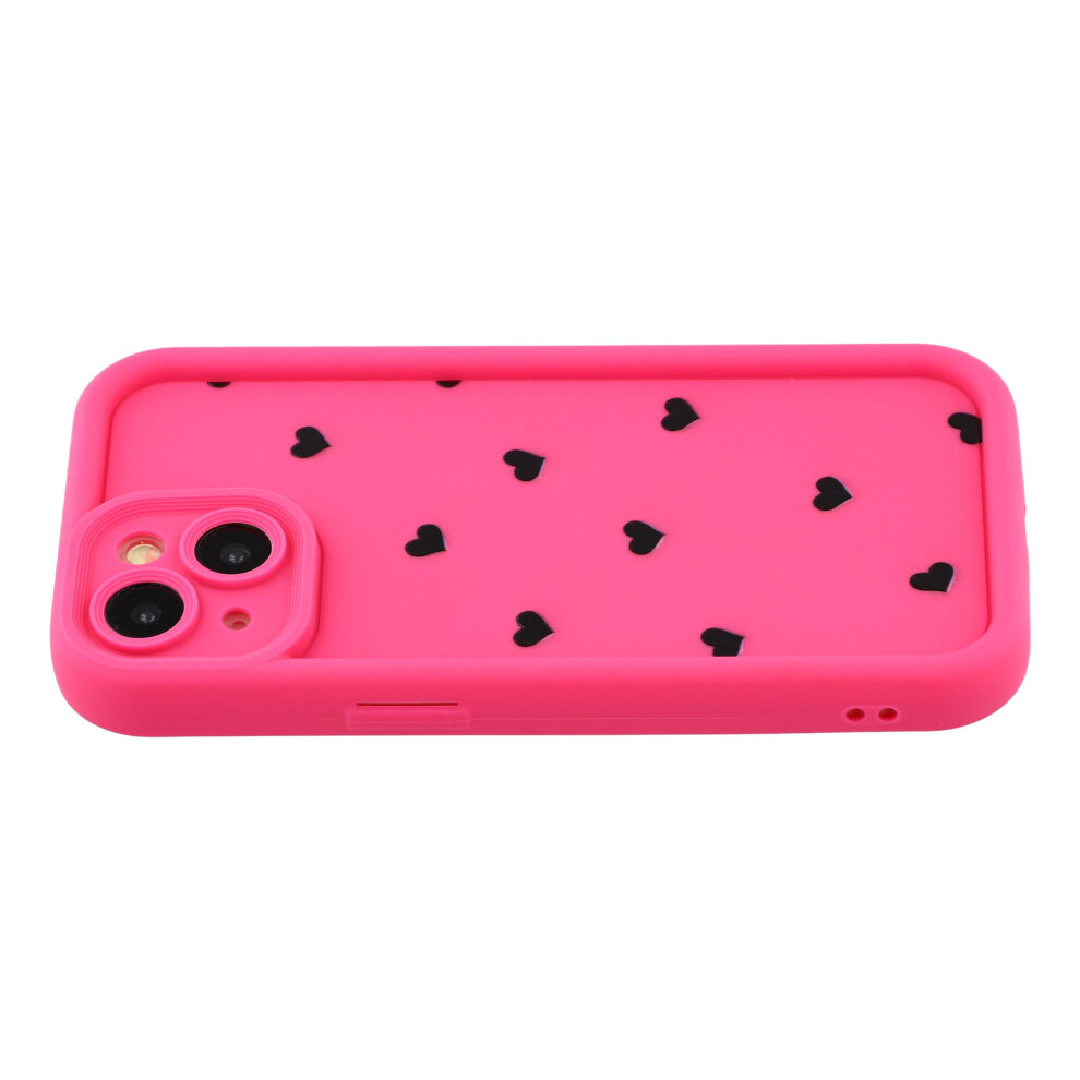 (Rose) For Iphone 15 Case Heart Pattern Tpu Phone Cover With Stepped Edge 6914298422007