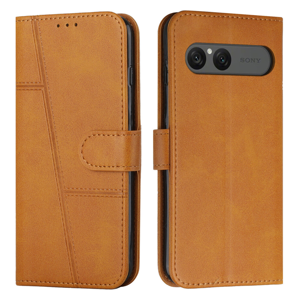 (Yellow) For Sony Xperia 10 Vii Leather Phone Case Foldable Stand Wallet Flip Cover With Strap Yellow 6914290744350
