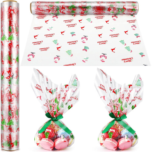 Christmas wrapping paper roll transparent cellophane 1 roll