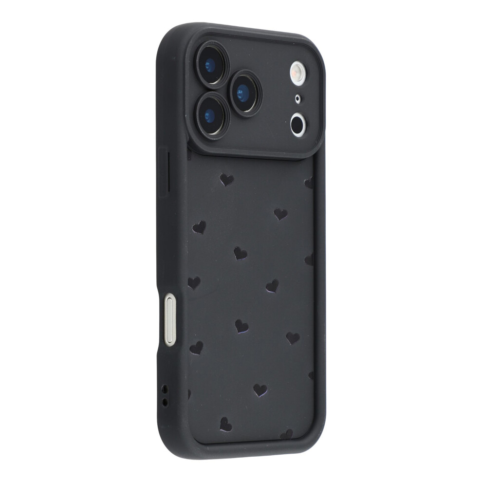 (Black) For Iphone 17 Pro Case Heart Pattern Tpu Phone Cover With Stepped Edge Black 6914290543212