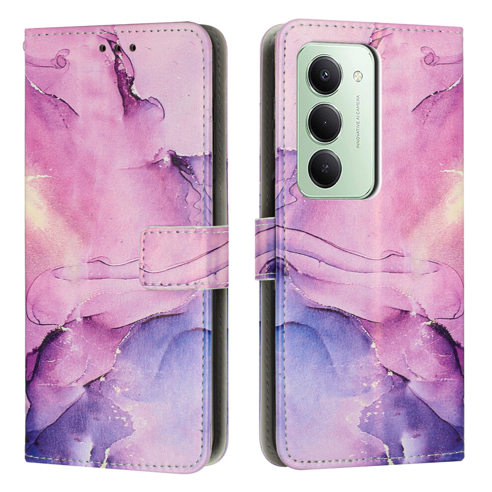 (Purple) For Xiaomi Redmi 15 4G (Eu) (171Mm) Stand Case Marble Pattern Pu Leather Wallet Phone Cover Purple 6914299008682