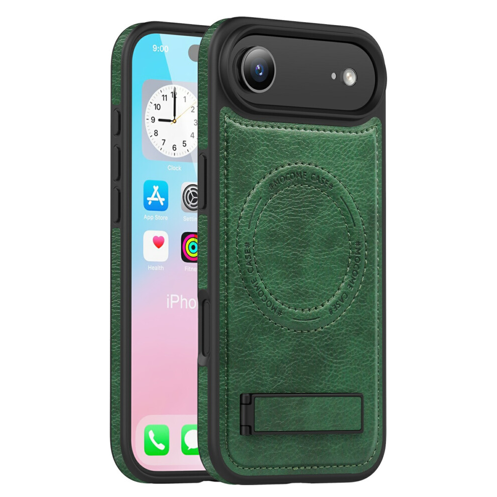(Blackish ) For Iphone Air Case Compatible With Magsafe With Folded Kickstand Pc Silicone Leather Phone Back Cover Green 6914292543302