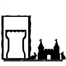 Cadre photo vertical en métal avec lapin et château, 3x5, compatible avec le support horizontal vintage noir lapin pour bureau, décoration de