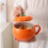 Ceramic pumpkin bowl with lid orange 1 pc 2