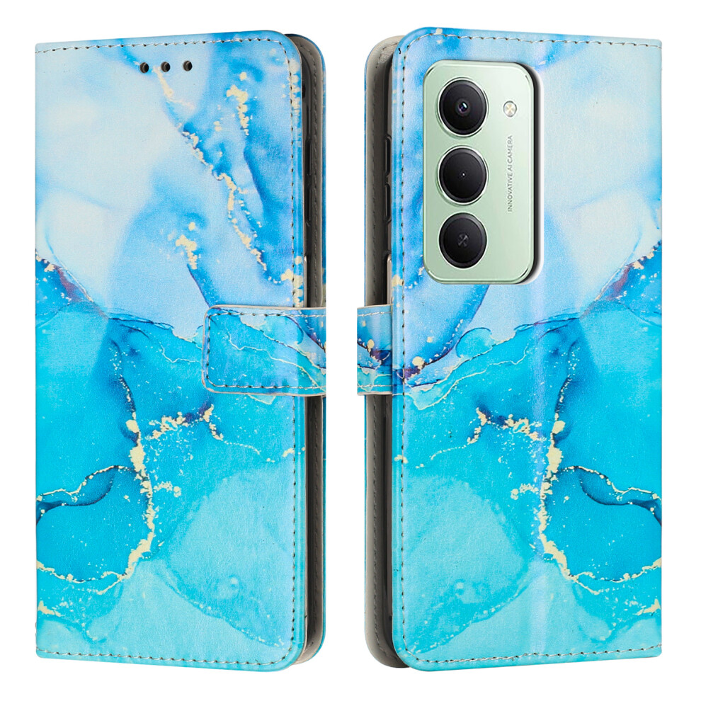 (Blue / Green) For Xiaomi Redmi 15 4G (Eu) (171Mm) Stand Case Marble Pattern Pu Leather Wallet Phone Cover Blue,Green 6914292120435