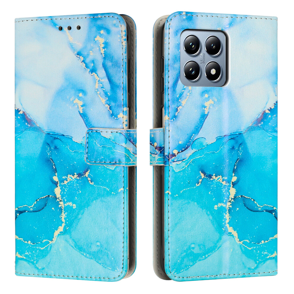 (Blue / Green) For Xiaomi 15T Stand Case Marble Pattern Pu Leather Wallet Phone Cover Blue,Green 6914291802257