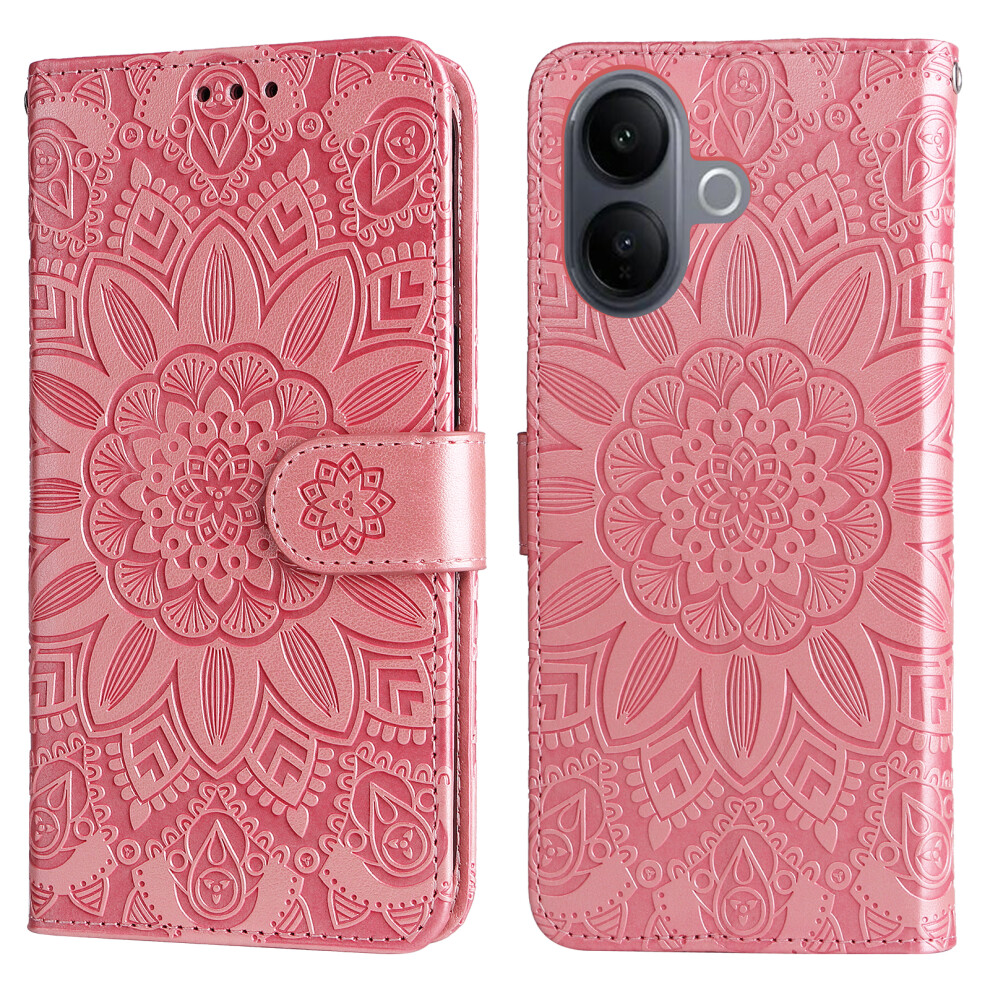 (Pink) For Vivo V60 Lite 5G Case Sunflower Imprint Leather Wallet Phone Cover Pink 6914293535269